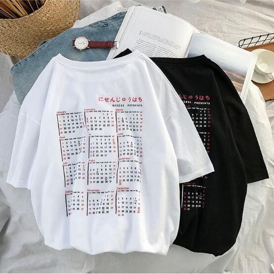 全4色 Tシャツ カジュアル 2018 カレンダー 半袖 ラウンドネック