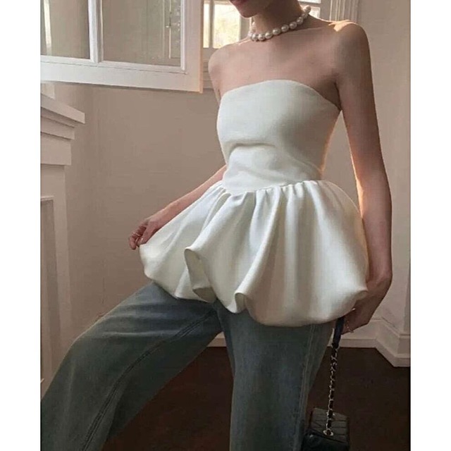 バルーンペプラムベアトップス　２color　00619