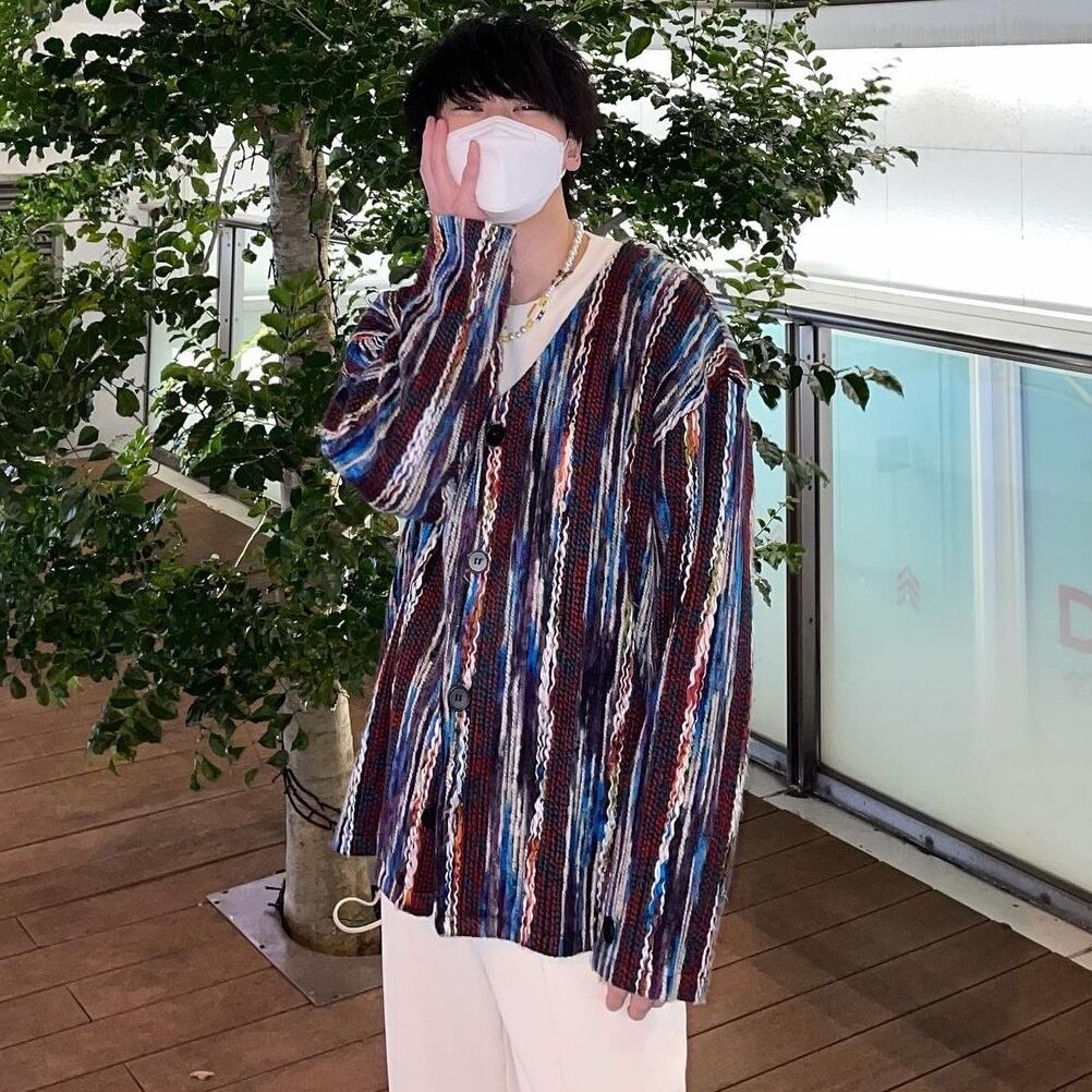 韓国 ケーブル ニット カーディガン マルチカラー ノーカラー imhi.0310 様 着用 】人気 ケーブル ニット カーディガン マルチ