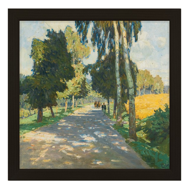 [額縁付き] Tree lined road in Brunntal カール・モル アートポスター 223×223mm 天然木 ポスターフレーム 木製 絵画 名画 日本製 APFS116