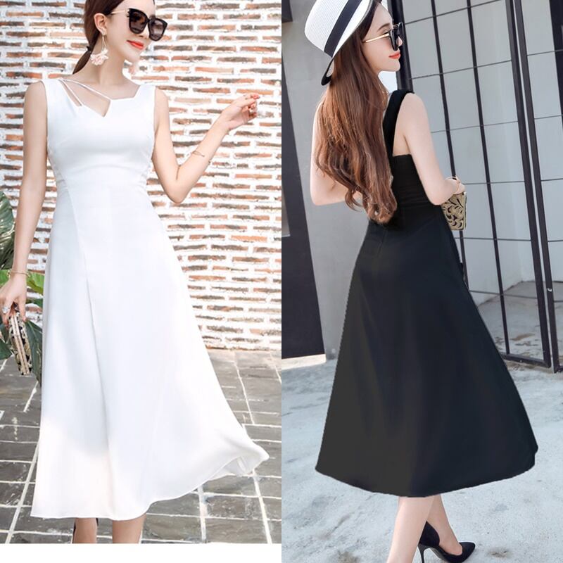 フレア ノースリーブ ミディ丈 ワンピース