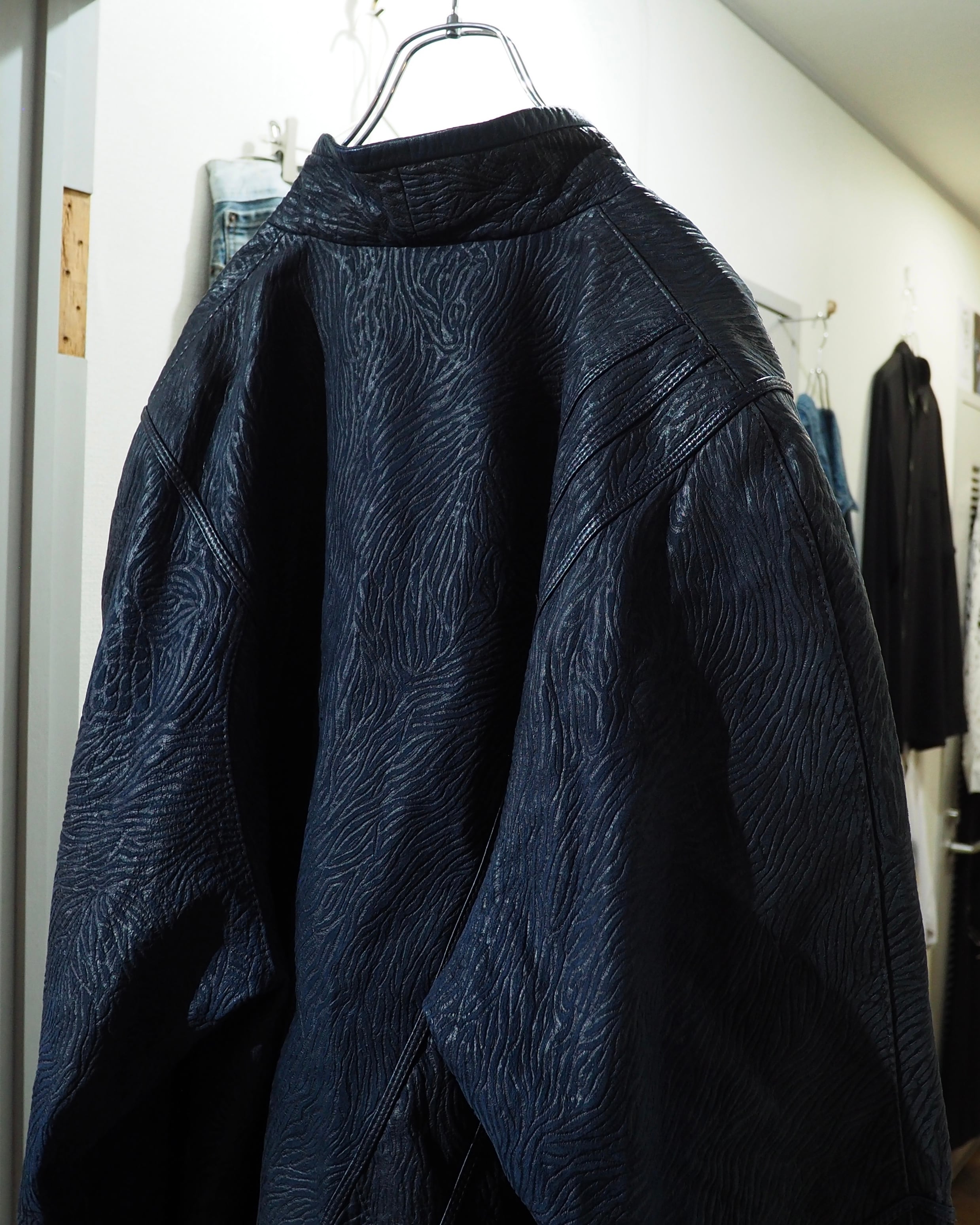 1990s " 珍品 ‐ Made in Spain " Vintage Lamb Leather Mao Collar China Jacket