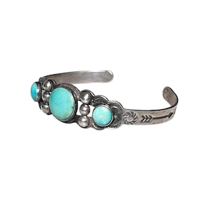 navajo silver fred harvey style turquoise bangle