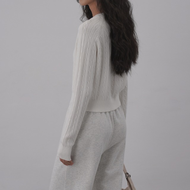 twist texture short knit top J00035