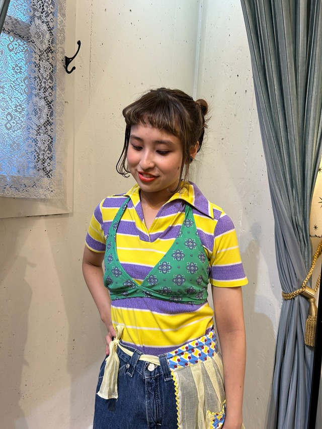70’s yellow purple border tops