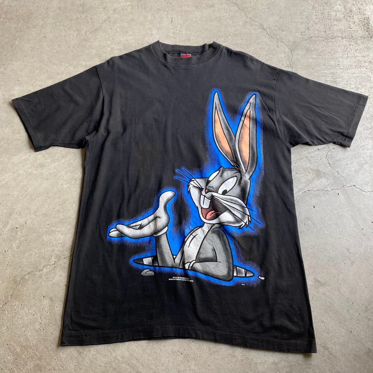 90年代 Usa製 ルーニーテューンズ バックスバニー キャラクタープリントtシャツ メンズxl相当 レディース 古着 Looney Tunes タズマニアンデビル トゥイーティー バックスバニー 90s ビンテージ ヴィンテージ ブラック 黒 Tシャツ Sa24 Ss27 Cave 古着屋