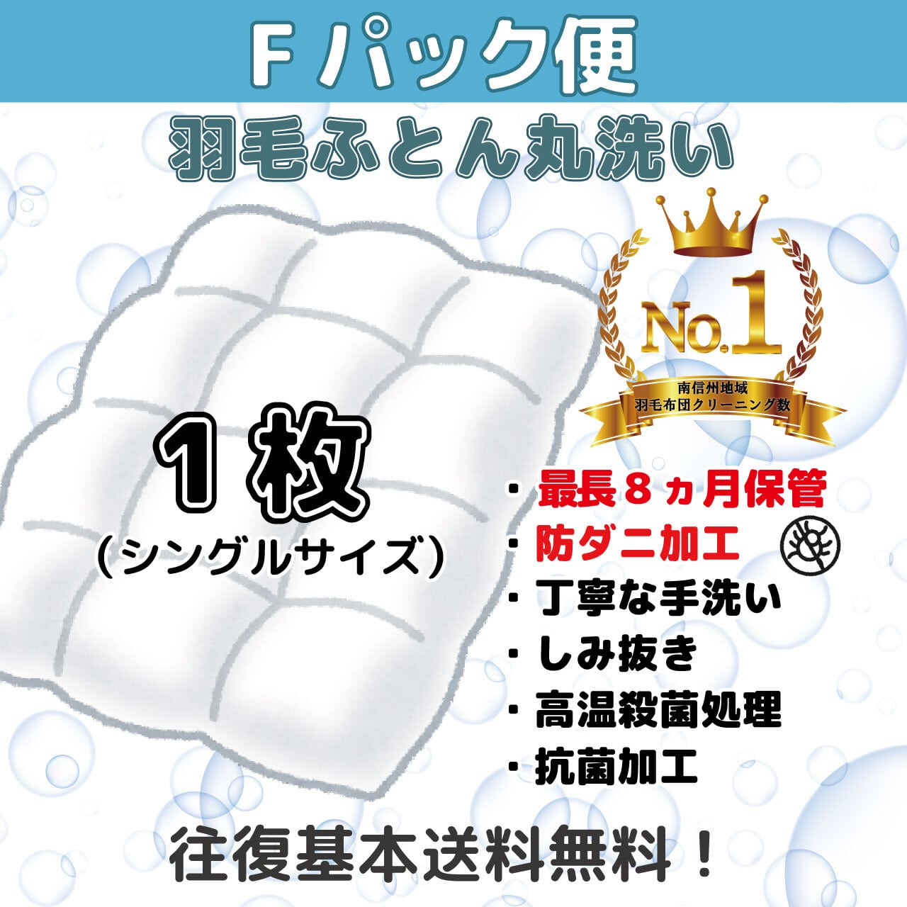 ～Fパック便～シングル1枚【防ダニ加工・保管】