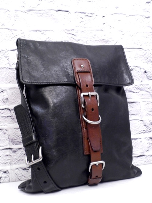美品◆PRADA プラダ ユニセックス クロスボディ レザー ショルダー バッグ カメラ バッグ サコッシュ 黒茶◆ クロスボディ仕様のレアモデル