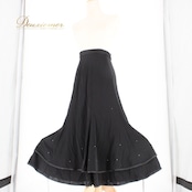 社交ダンス 衣装 スタンダード スカート レッスンウェア Dance Fashion Pier ダンスファッションピア 黒 無地 ブラック系 練習着 ダンス スカート おしゃれ 練習用 ダンス衣装 大人 女性 用 練習 トレーニング 伸縮性 ラインストーン シンプル クラシック ひざ下丈 フィット感 上品 スタイル コーディネート