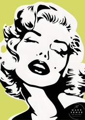 Monroe Love｜ライムグリーンが映えるモダンポップアートポスター｜モノクロ美と色彩が調和するおしゃれインテリアA3ポスター