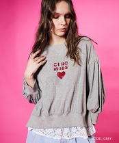 ハートロゴパッチプリントパフTシャツ (BLACK)　CQ-48121