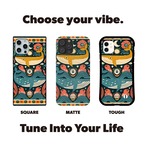 受注生産 iPhoneケース 楽器と波のサイケ民芸柄｜音楽モチーフ PSYF061C