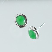 シンプルデザインで、長くお使いになりたい方！ K18WG翡翠デザイン直結ピアス A貨翡翠  jd_mm1094