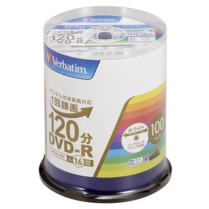 【在庫処分】Verbatim バーベイタム 1回録画用 DVD-R CPRM 120分 100枚 ホワイトプリンタブル 片面1層 1-16倍速 VHR12JP100V4