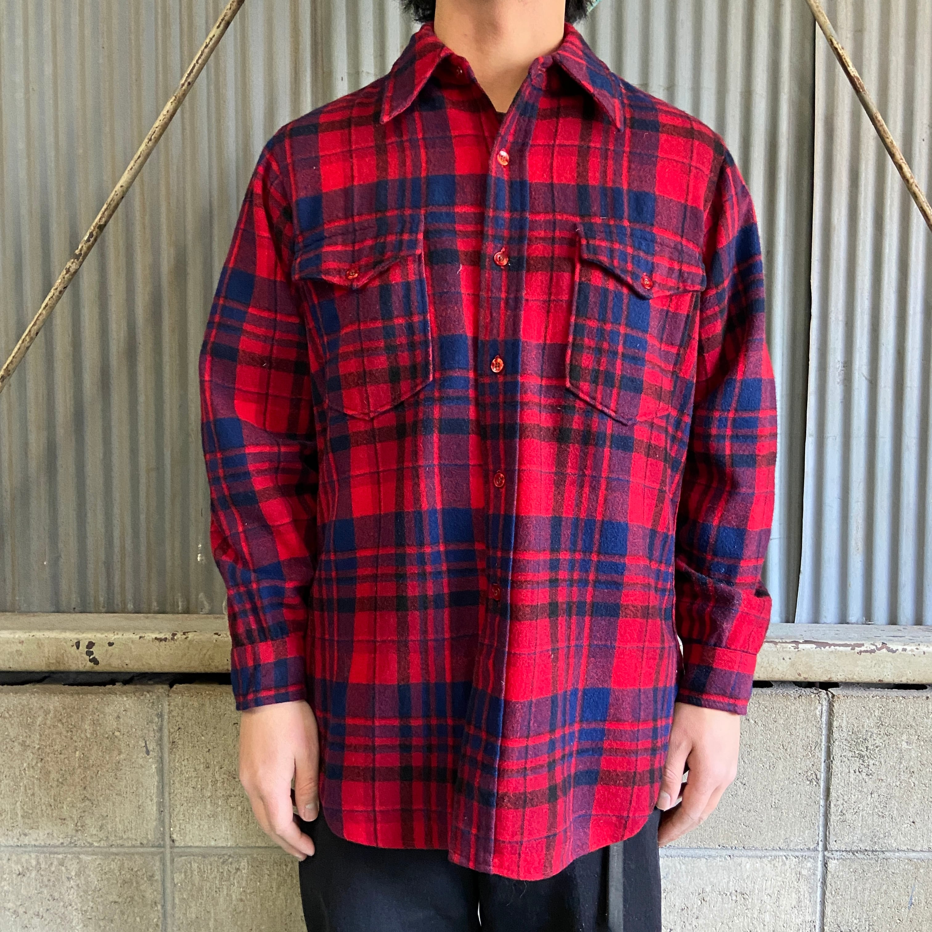 vintage USA製　pendleton チェック　デザイン　シャツ