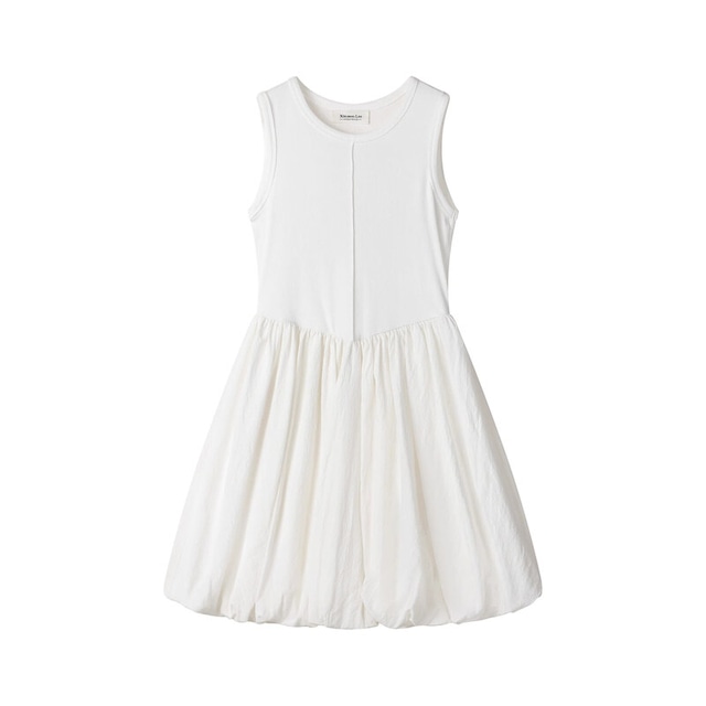 Knit combi puff dress　B2743