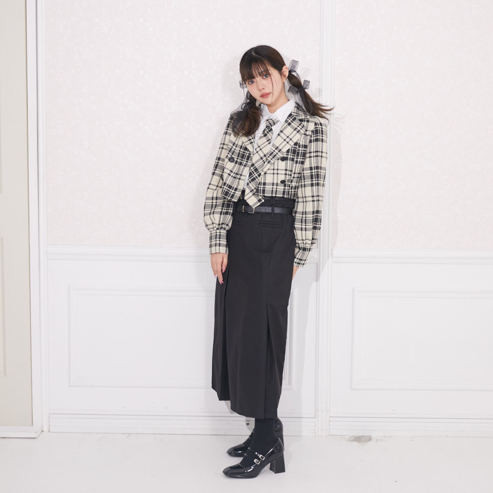 meltie miel check jacket&necktie