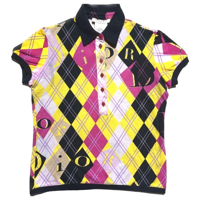 "CARS SOLDIERS" Christian Dior AW04 golf collection multicolor argyle petttern polo top