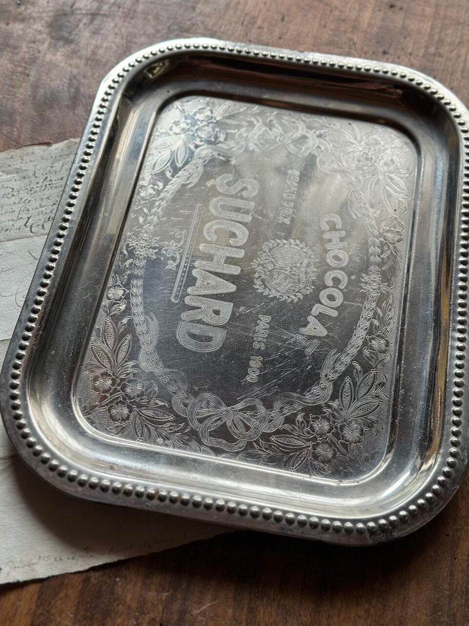 銀色トレイ CHOCOLA SUCHARD ショコラ・シュシャール | Brocante de La