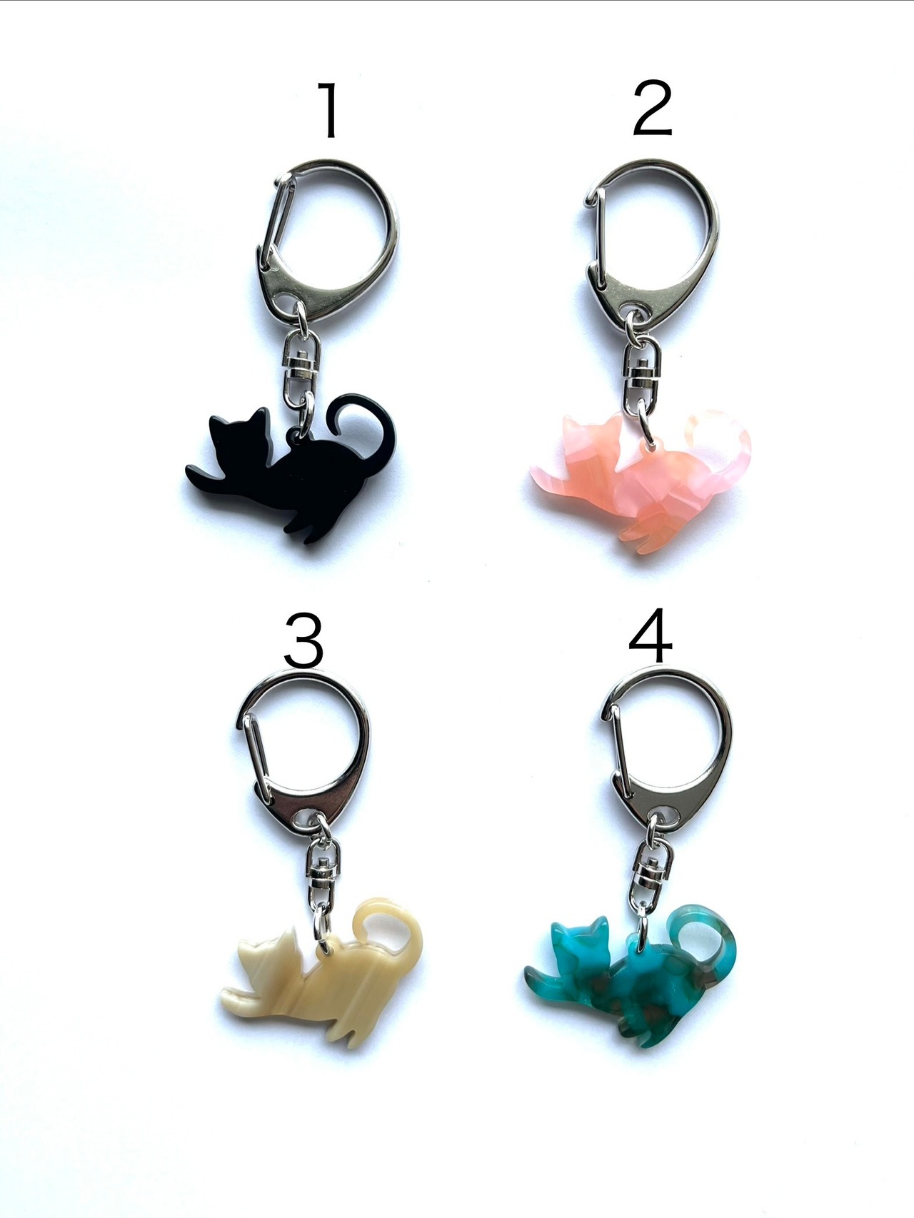 猫キーホルダー★シッポ丸★【メガネ産地福井～メガネ素材で作ったアクセサリー】