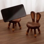 木製スツール うさぎ耳 スマホスタンド 天然木 インテリア雑貨 かわいい ナチュラル 北欧風 動物モチーフ おしゃれ 機能的