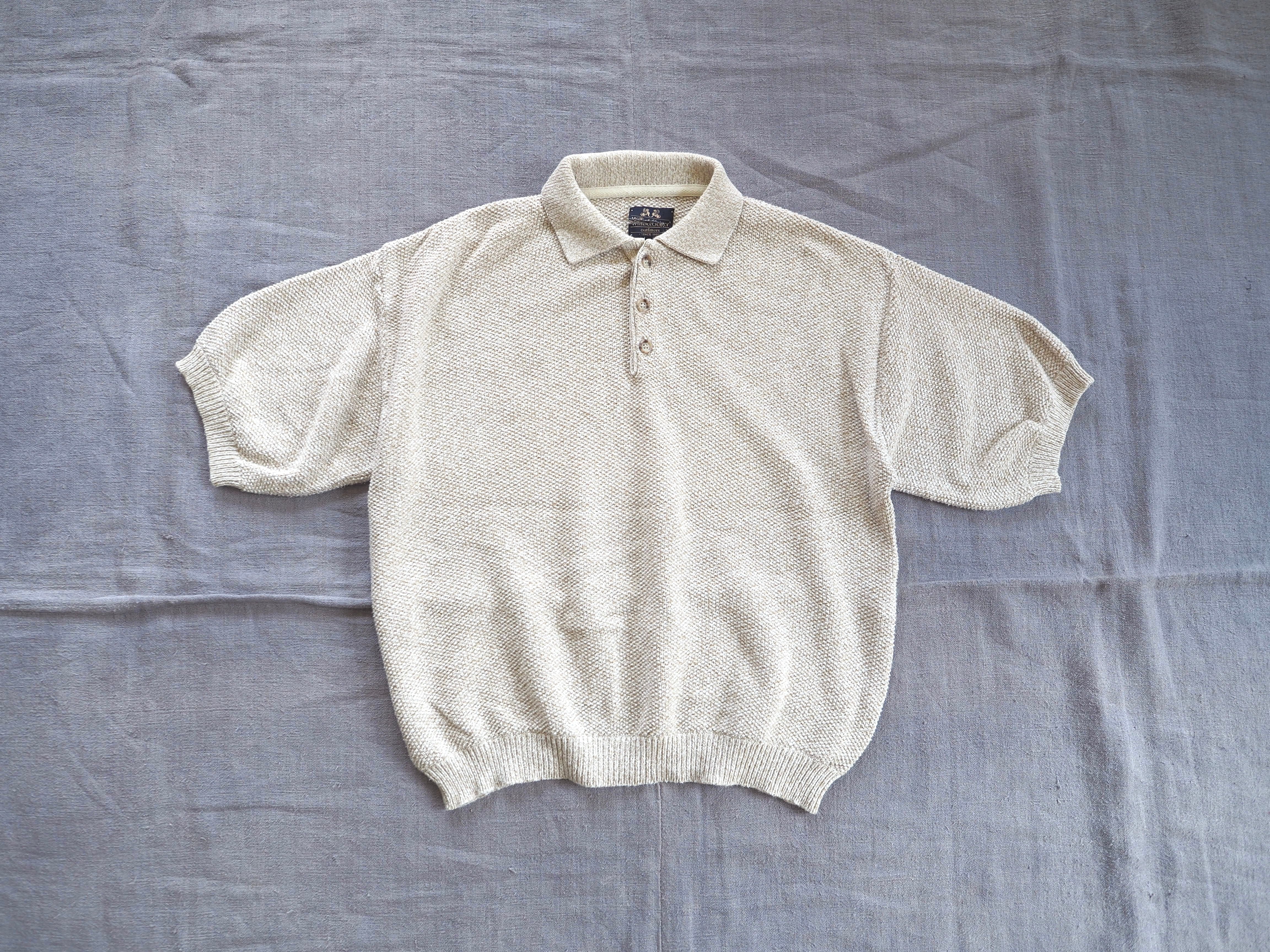 Willis&Geiger Collar cotton knit s/s sweater M /USA