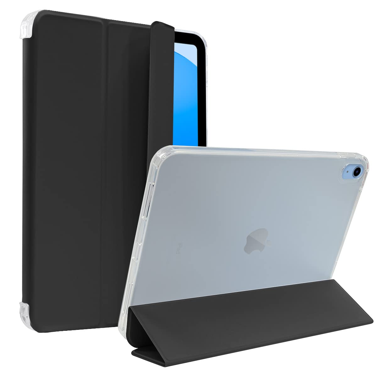 MS factory iPad 第11世代 A16 (2025) 第10世代 用 ケース カバー 11インチ 10.9インチ アイパッド 背面透明 軽量 耐衝撃 ソフト フレーム スタンド オートスリープ リッチブラック 黒 IPD-10-S-TPU-BK