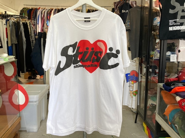 STUSSY × CACTUS PLANT FLEA MARKET HEART TEE WHITE LARGE 30106