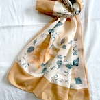 スカーフ 優しいトーンの山吹色深緑 花 芙蓉 12ACdg16-2