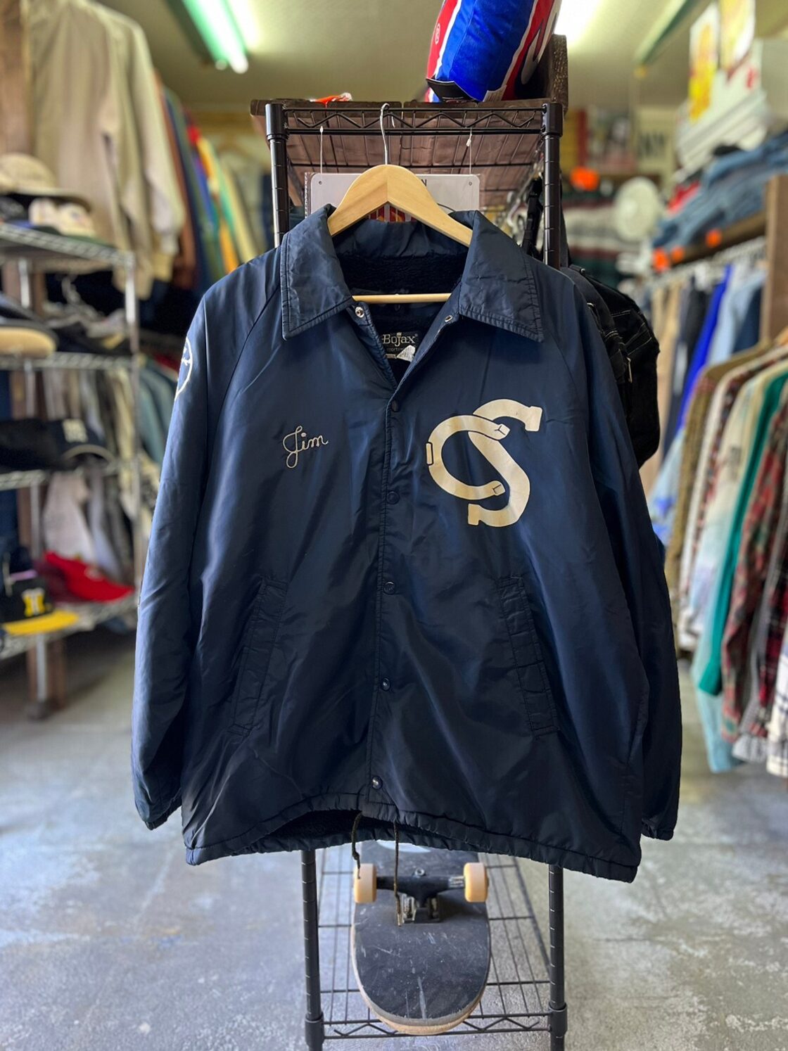 size L】70s 80s BOJAX 内ボア コーチジャケット ナイロンジャケット 