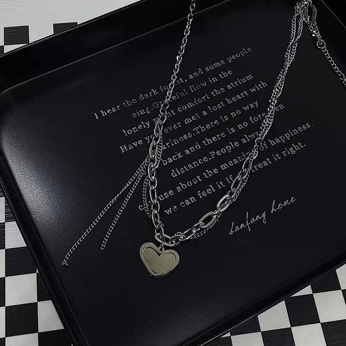 【予約】Double silver heart necklace