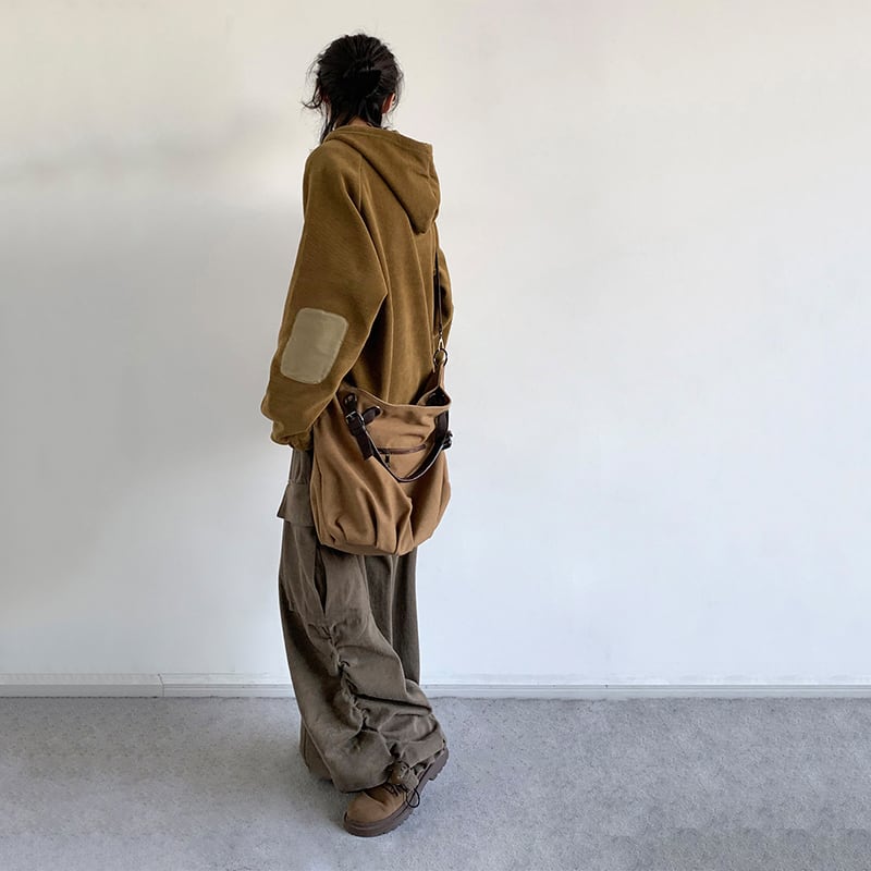 jiwuus個性的な切り替えコーデュロイパーカー | mblueshop