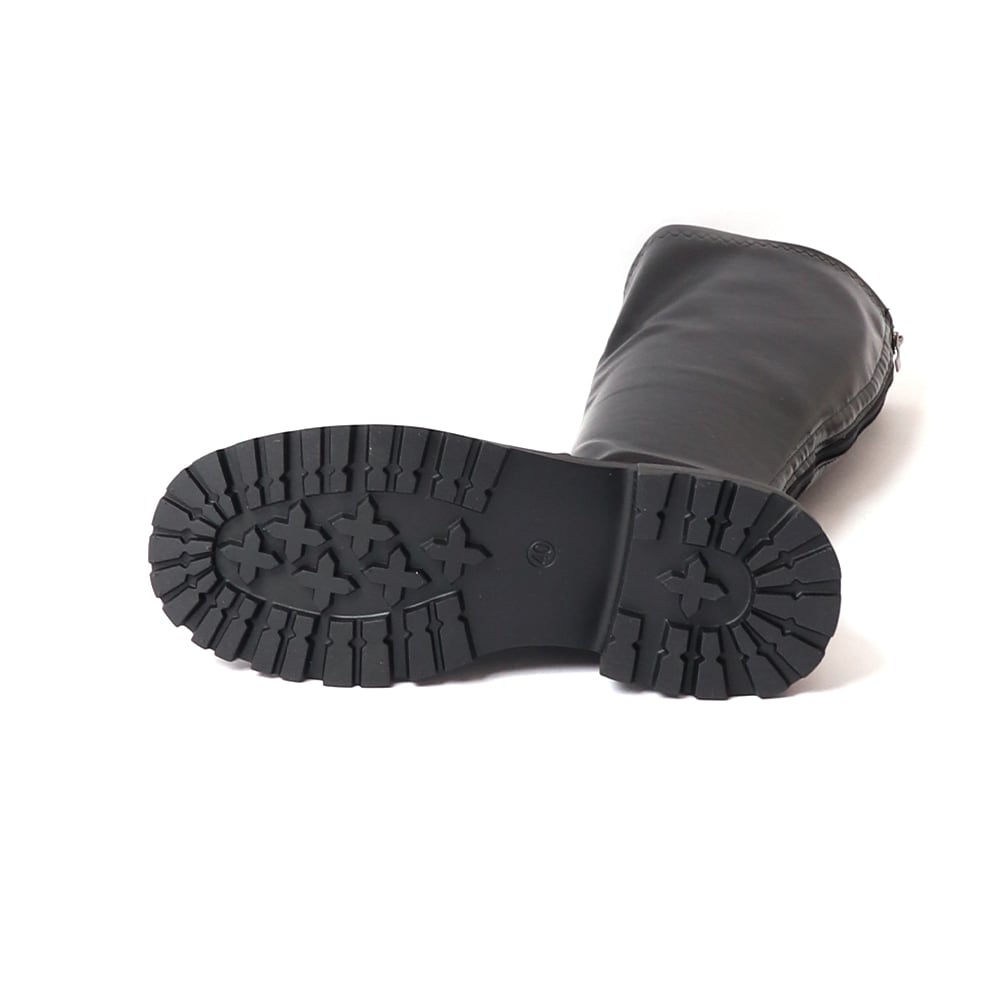 厚底 ロングブーツ レディース 秋冬 韓国 PUレザー ブーツ きれいめ 大人 かわいい 通勤 おしゃれ シンプル バックファスナー 太ヒール 履きやすい 大人可愛い 大人女子