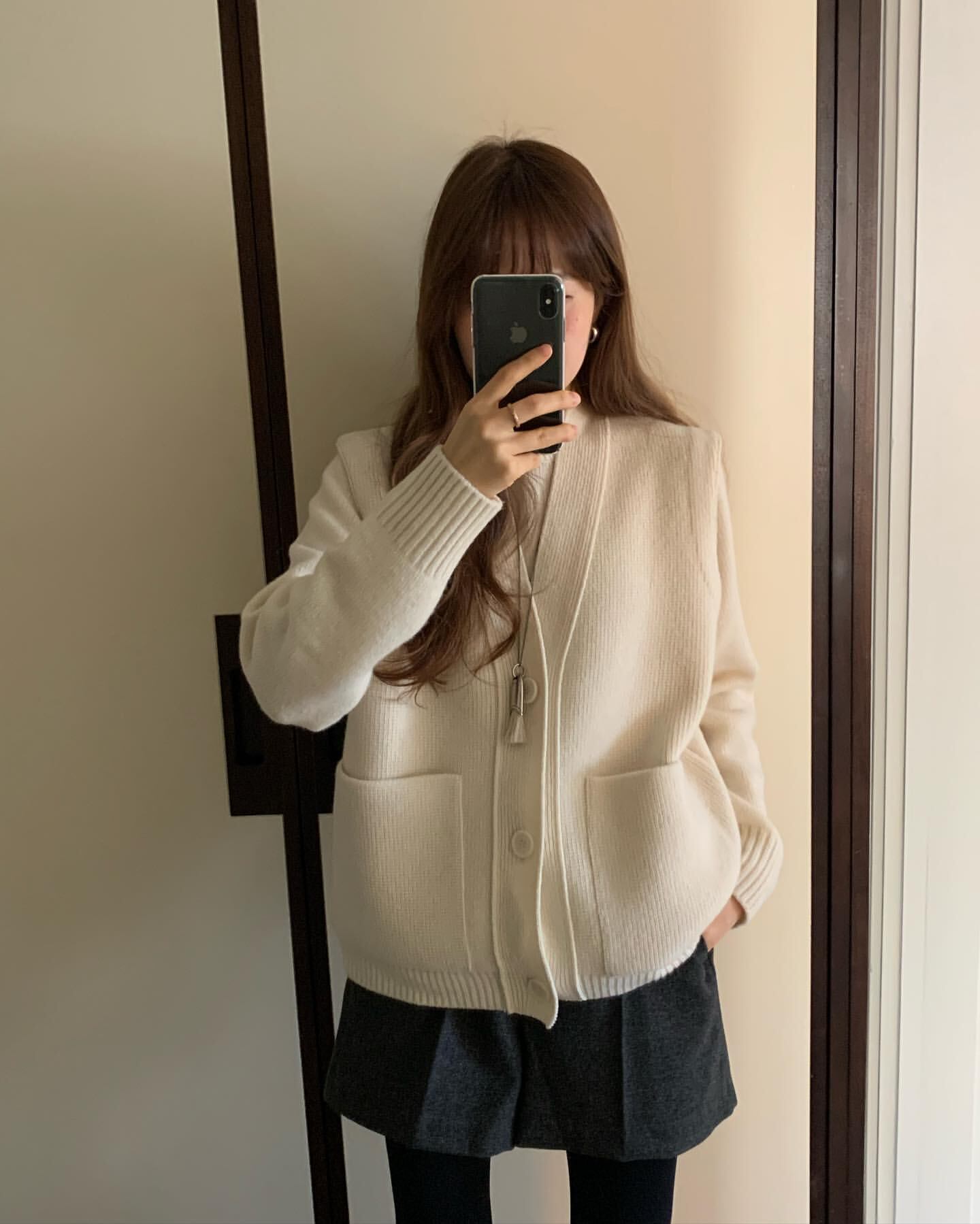 (予約) ounce / Pocket knit vest cardigan / 2color