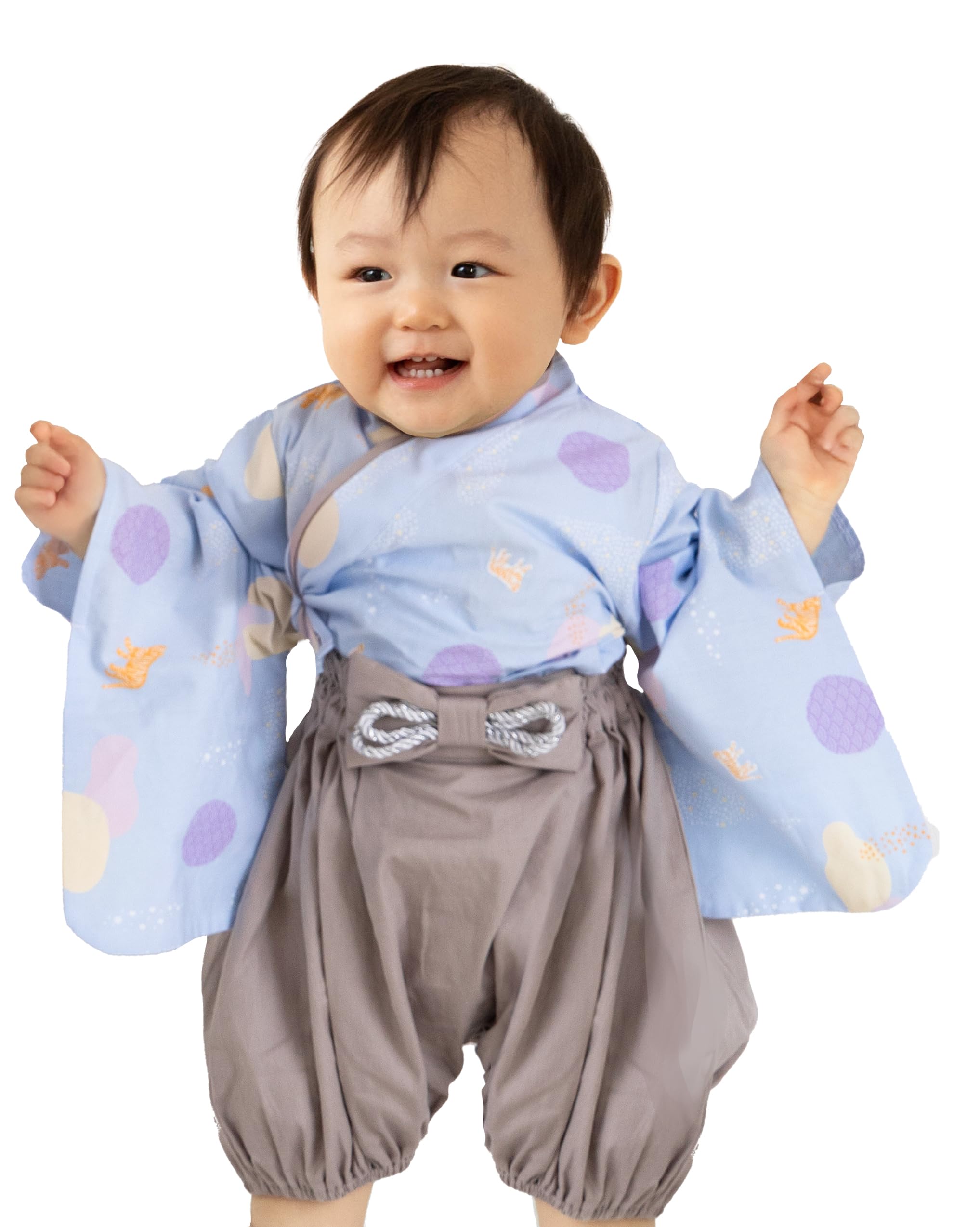 【特価処分】ベビー袴 ロンパース 赤ちゃん セパレート 成長を願うおまもりデザイン 虎 龍 椿 蝶 男の子 女の子 お食い初め 100日祝い 百日祝い 初節句 60 70 80