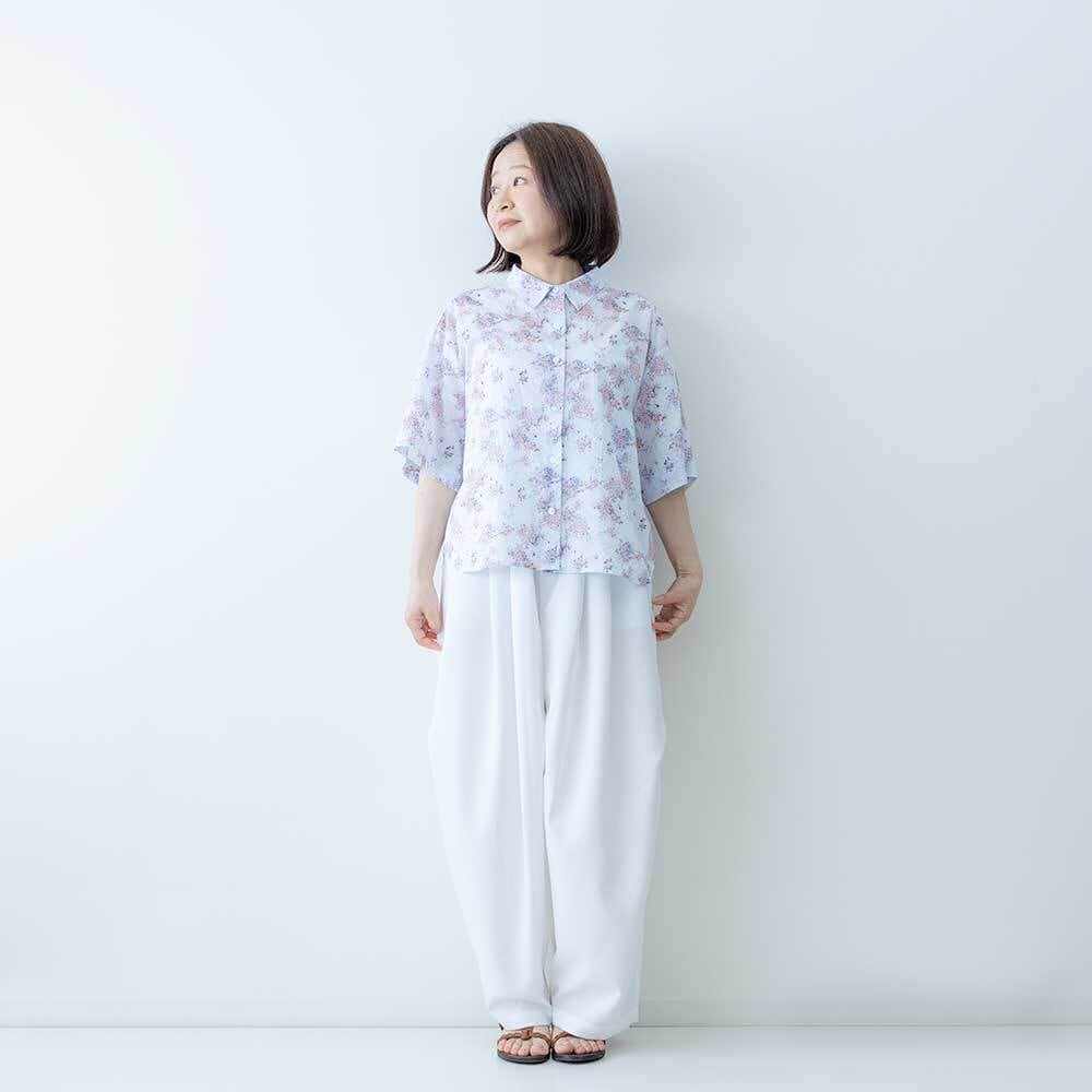 mizuiro ind フラワーptハーフスリーブシャツ