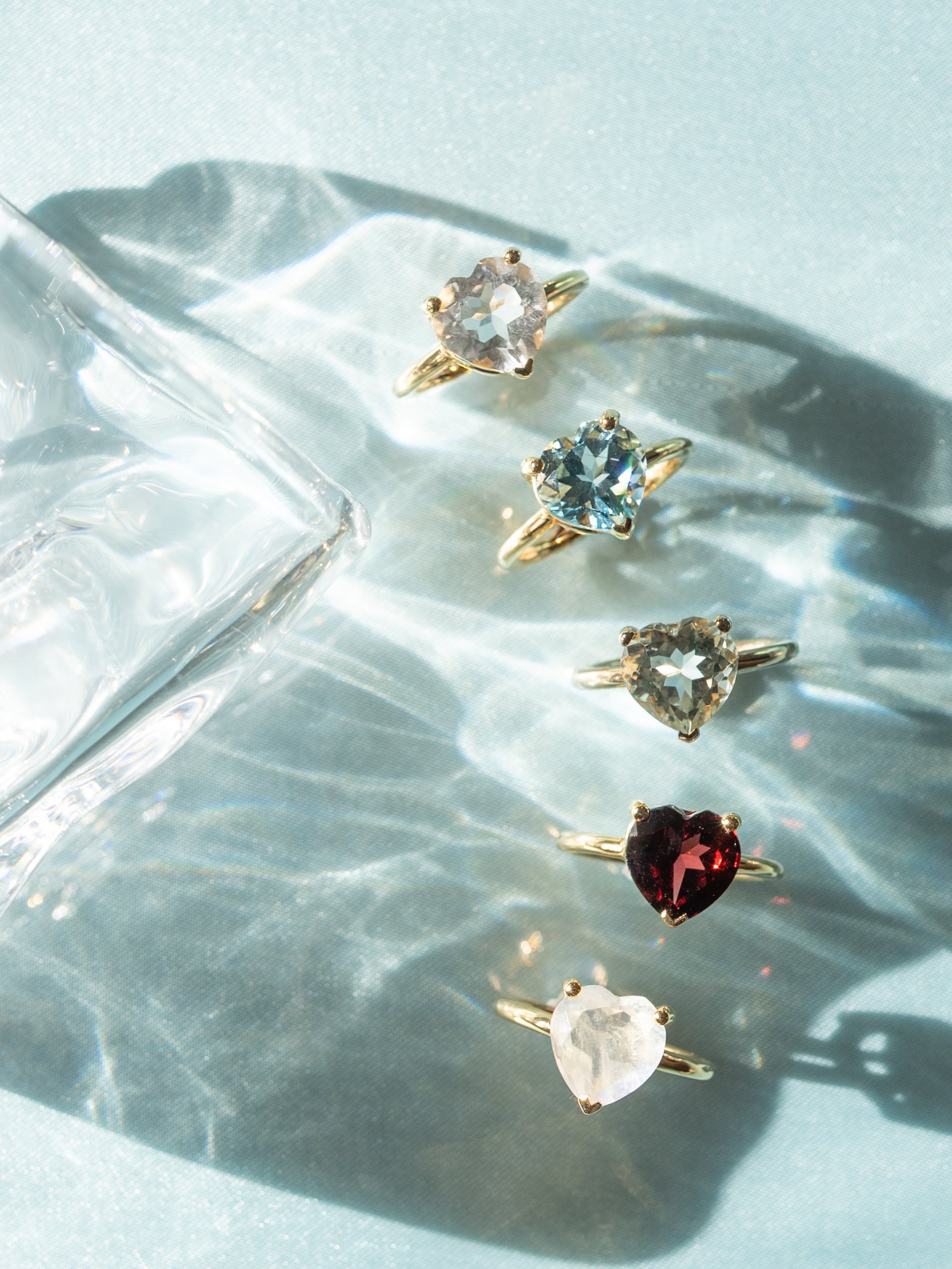 グリーンアメジストハートシェイプリング イエローゴールド | ＜天然石