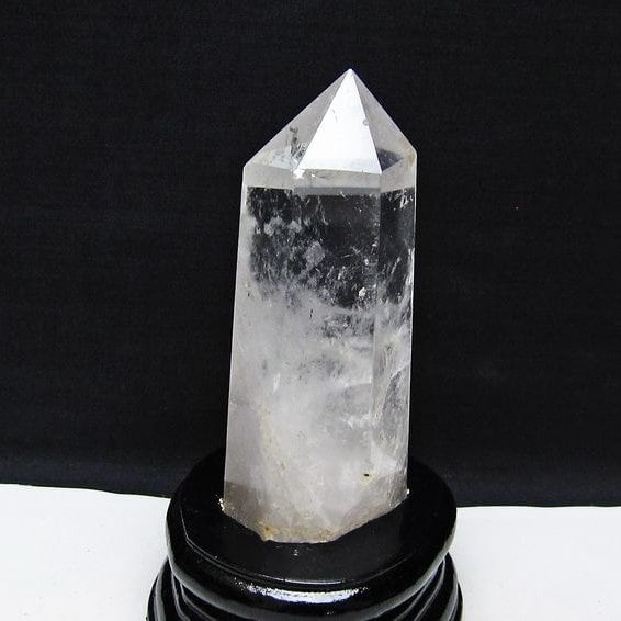 水晶 六角柱 水晶 ポイント 台座付属 置物 原石 一点物 152-4562
