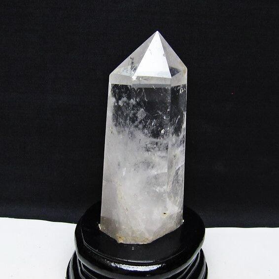 水晶 六角柱 水晶 ポイント 台座付属 置物 原石 一点物 152-4562