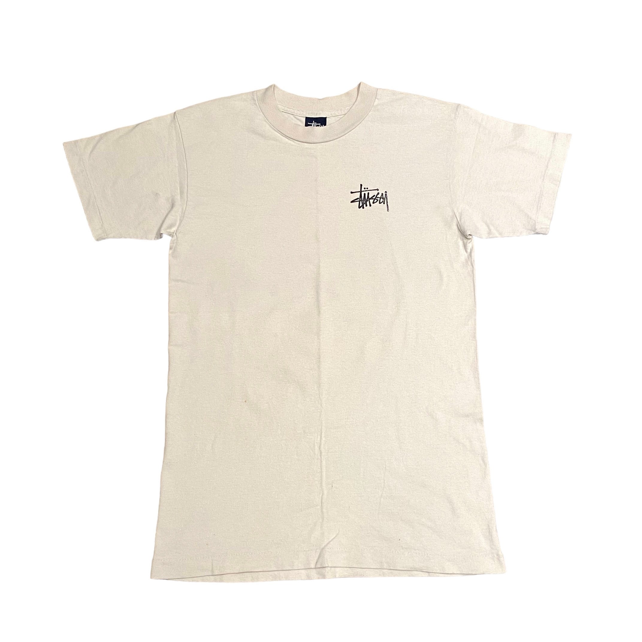 STUSSY ステューシー Tシャツ サイズ:M 90s OLD STUSSY オールドステューシー 紺タグ ドラゴン クルーネック 半袖 Tシャツ USA製 ネイビー 紺 トップス カットソー 90年代  【メンズ】