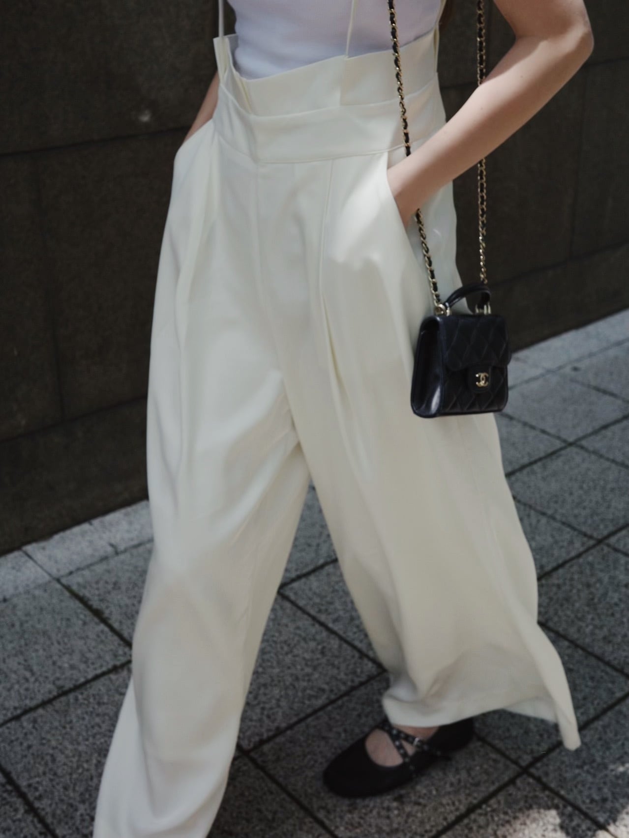 Satin salopette / ivory （即納商品） | moripon.