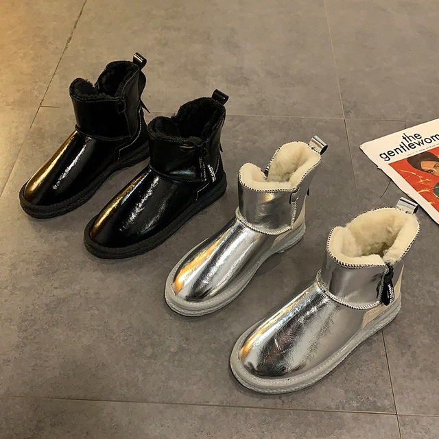 ウィンターレッドレザーカジュアルベルベットブーツ 靴 シューズ コットン 冬物 部族の婦人靴15849640860