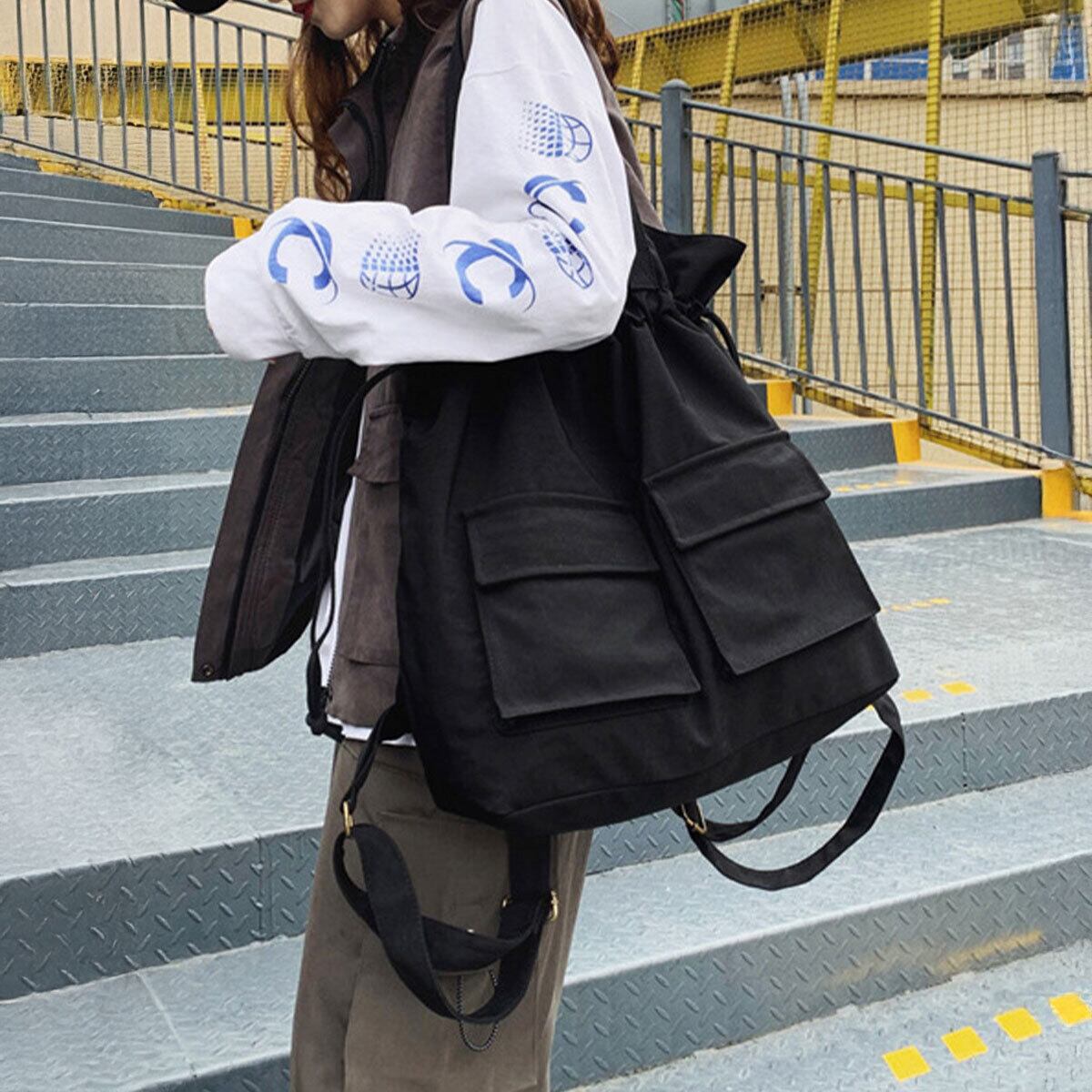 巾着 リュック レディース メンズ 韓国 ナイロン バッグ A4 大容量 軽量 通勤 通学 2way おしゃれ 大人 カジュアル トート リュックサック シンプル 大人可愛い 大人女子