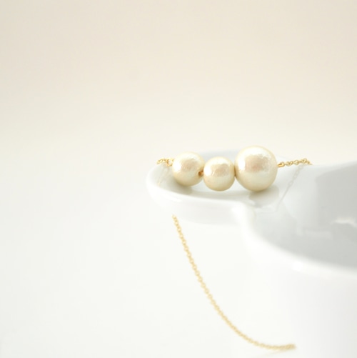 Pellet Cotton Pearl Necklace 14KGF