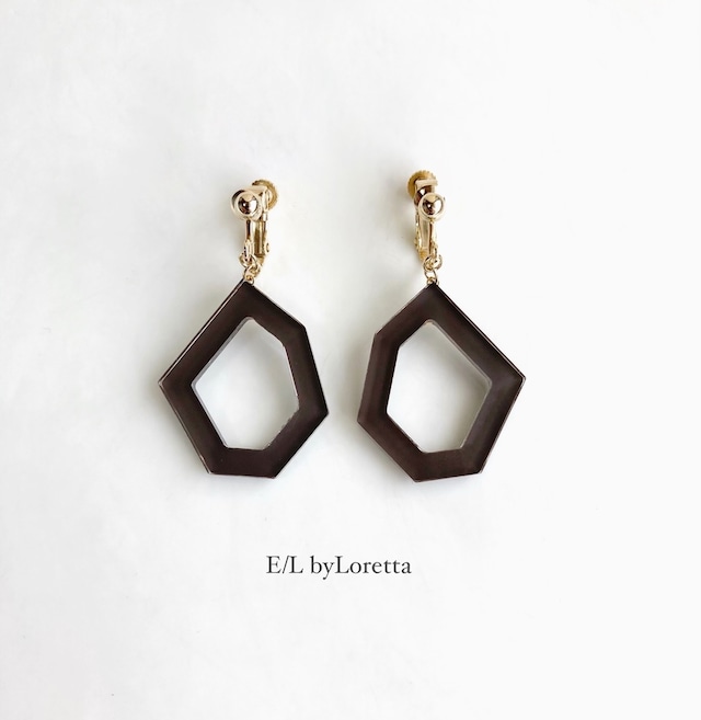 Color KAKERA hoop pierce/earring(Brown) [cc]
