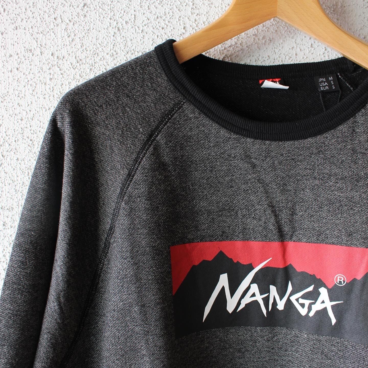 NANGA ナンガ ハイブリッドボックスロゴスウェットシャツ ブラック XL-