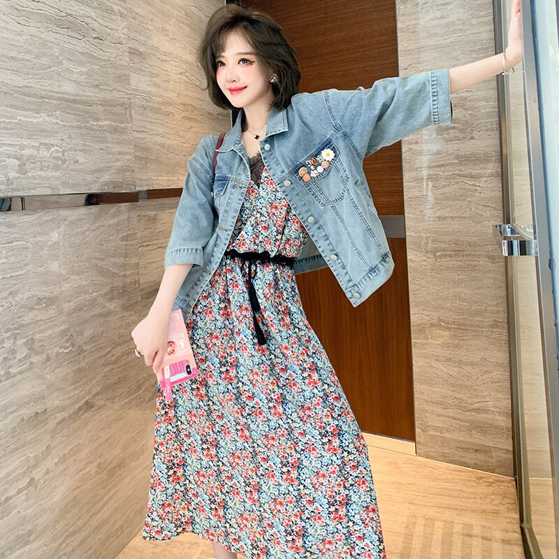 ジャケット ウェストスリムフローラルドレス スプリングサマー 春物 夏物 花柄 MIUCO14190577936