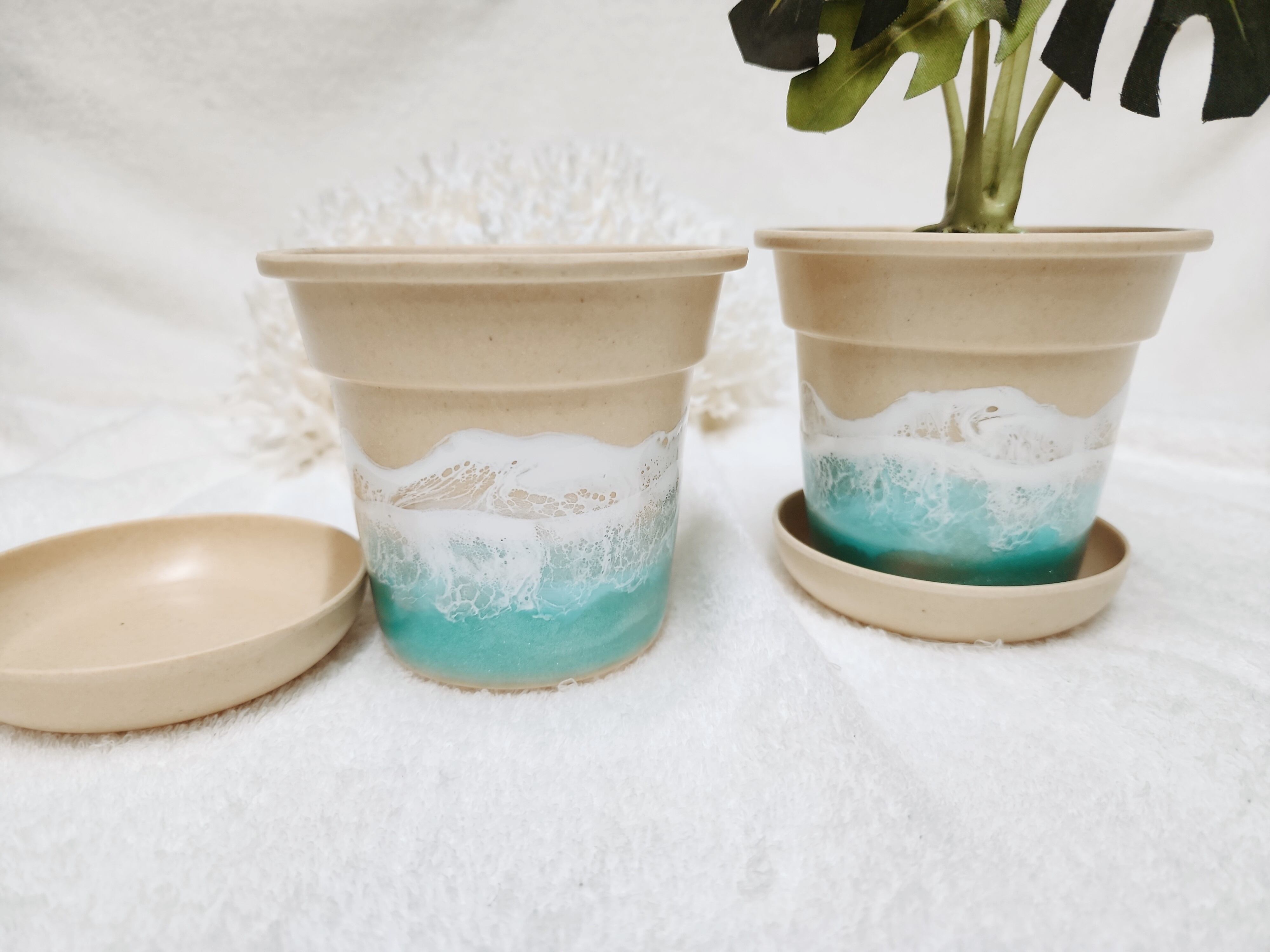 388.オーシャンレジンアート 植木鉢 穴あり