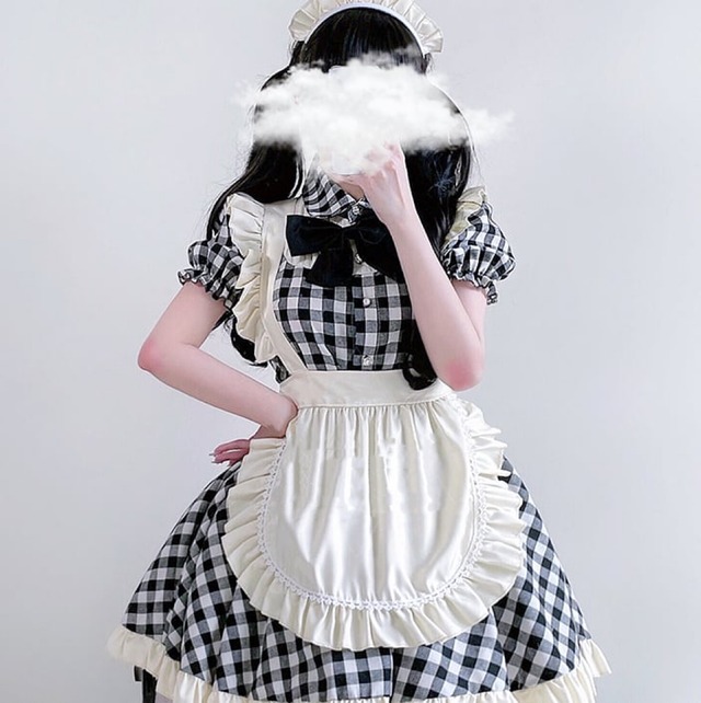 ギンガムチェックメイドコスプレ【No.1068】/かわいいレディースコスプレ衣装