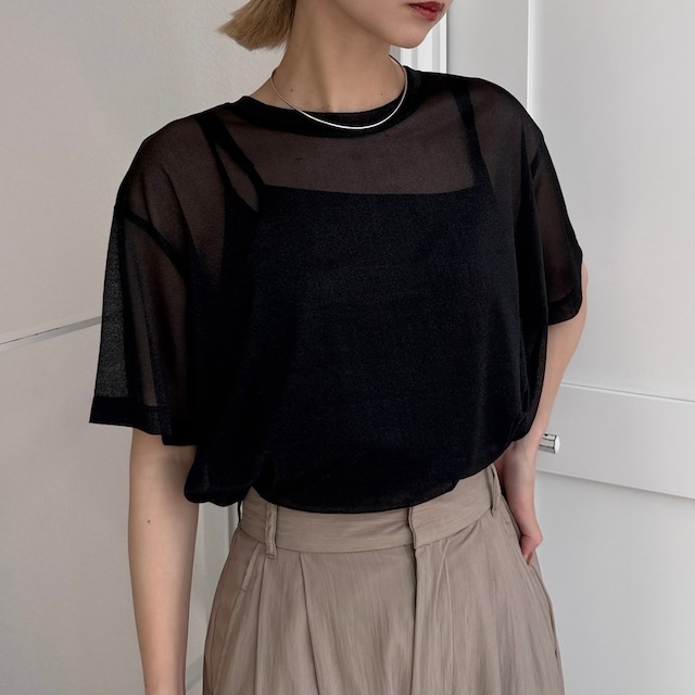 sideslit sheer tee/black